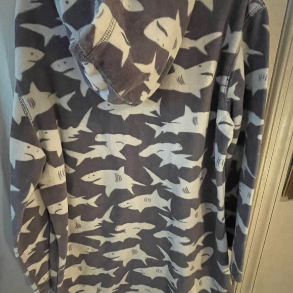 Boden Terry Swim Cover Up - Size 9-10 Years Shark Print Hooded Beach Toweling - Picture 6 of 8